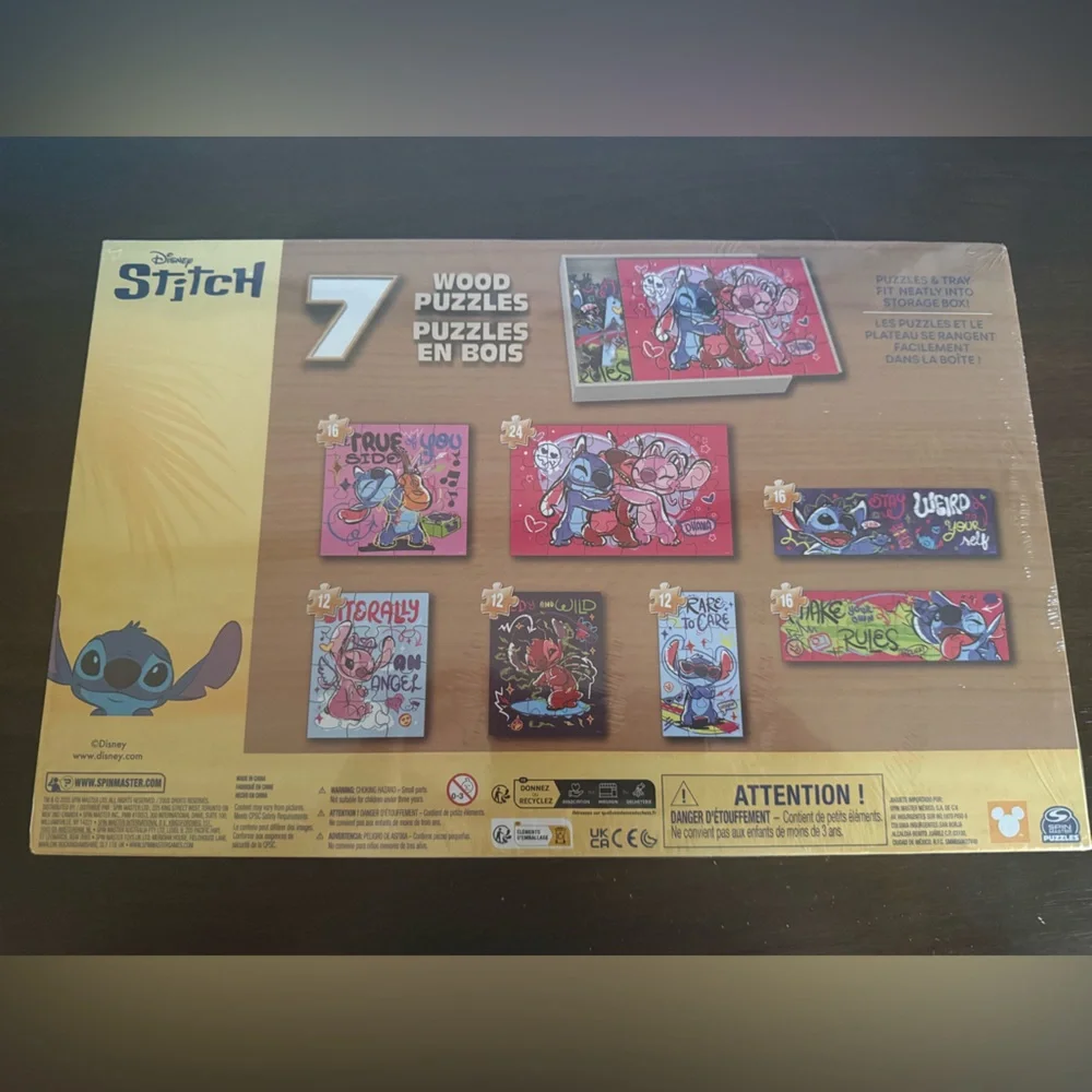 Stitch Cartoon Wood Puzzle Set of 7